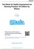 Test Bank - Health Assessment for Nursing Practice, 6th Edition (Wilson, 2017), Chapter 1-24 | All Chapters(WITH COMPLETE ANSWERS)