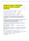 CHEM 103 Exam 3 2023-2024 Questions with Complete Solutions 