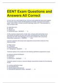 EENT Exam Questions and Answers All Correct 