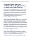 CBSPD 2023-2024 Technician Certification Exam Study Terms with Complete Solutions.(SCORED A+)