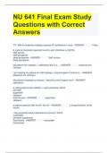 NU 641 Final Exam Study Questions with Correct Answers