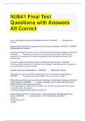 NU641 Final Test Questions with Answers All Correct 