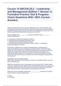 Course 14 SNCOA DLC - Leadership and Management (Edition 1 Version 1): Formative Practice Test & Progress Check Questions With 100% Correct Answers.