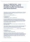 Course 14 SNCOA DLC - Joint Warfighter: Progress Check & Formative Practice Test Questions With Solved Solutions.