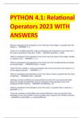 PYTHON 4.1: Relational  Operators 2023 WITH  ANSWERS