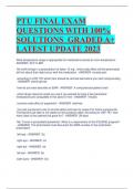 PTU FINAL EXAM QUESTIONS WITH 100%  SOLUTIONS GRADED A+  LATEST UPDATE 2023