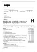 Aqa GCSE Combined Science (Synergy) 8465/4H Question Paper June2023