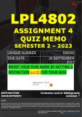 LPL4802 ASSIGNMENT 4 QUIZ MEMO - SEMESTER 2 - 2023 - UNISA - DUE DATE: - 29 SEPTEMBER 2023 (DETAILED MEMO – FULLY REFERENCED – 100% PASS - GUARANTEED)