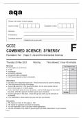 Aqa GCSE Combined Science (Synergy) 8465/2F Question Paper May2023