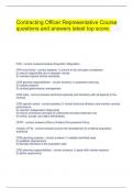  Contracting Officer Representative Course questions and answers latest top score.