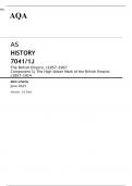 AQA AS HISTORY The British Empire, c1857–1967 Component 1J JUNE 2023 MARK SCHEME: The High Water Mark of the British Empire, c1857–1914