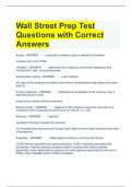 Wall Street Prep Test Questions with Correct Answers 