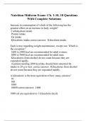 Nutrition Midterm Exam- Ch. 1-10, 18 Questions With Complete Solutions