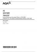 AQA AS HISTORY PAPER 1F JUNE 2023 MARK SCHEME (7041/1F: Industrialisation and the people: Britain, c1783–1885 Component 1F The impact of industrialisation: Britain, c1783–1832)