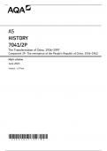 AQA AS HISTORY PAPER 2P JUNE 2023 MARK SCHEME (7041/2P: The Transformation of China, 1936–1997 Component 2P The emergence of the People’s Republic of China, 1936–1962)