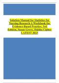 Solution Manual for Statistics for Nursing Research A Workbook for Evidence-Based Practice, 3rd Edition, Susan Grove, Daisha Cipher