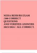 NEHA REHS/RS EXAM /200 CORRECT QUESTIONS AND VERIFIED ANSWERS 2023/2024 / ALL CORRECT