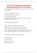 WGU UFC 1 Managerial Accounting Pre-assessment questions with correct answers