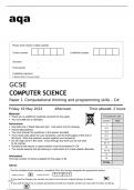 Aqa GCSE Computer Science 8525/1A Question Paper May23 Paper 1 Computational thinking and programming skills – C#