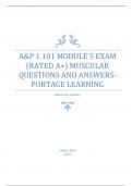 A&P 1 101 MODULE 5 EXAM (RATED A+) MUSCULAR QUESTIONS AND ANSWERS- PORTAGE LEARNING A+