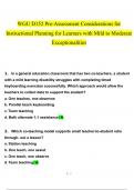 WGU D152 Pre-Assessment Considerations for Instructional Planning for Learners with Mild to Moderate Exceptionalities  questions and answers Latest 2023 - 2024 100% correct answers