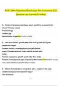 WGU D094 Educational Psychology Pre Assessment   questions and answers Latest 2023 - 2024 100% correct answers