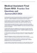 Medical Assistant Final  Exam NHA Practice Test  Questions and  Answers2023/2024