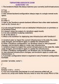 Terraform associate Exam questions 1-50 1. The terraform.tfstate file always matches your currently built infrastructure. A. True B. False: B 2. One remote backend configuration always maps to a single remote workspace. A. True B. False: B 3. How is the T