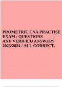 PROMETRIC CNA PRACTISE EXAM / QUESTIONS AND VERIFIED ANSWERS 2023/2024 / ALL CORRECT.