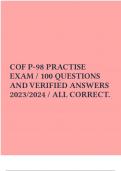 COF P-98 PRACTISE EXAM / 100 QUESTIONS AND VERIFIED ANSWERS 2023/2024 / ALL CORRECT