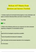 Wellcare ACT Mastery Exam Questions and Answers (2023 - 2024) (Verified by Expert)