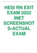 HESI RN EXIT EXAM 2022 INET SCREENSHOT S-ACTUAL EXAM