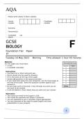 AQA GCSE BIOLOGY Foundation Tier	Paper 1F June 2023