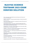 NLN-PAX SCIENCE TESTBANK 2023 EXAM  VERIFIED SOLUTION