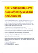 ATI Fundamentals PreAssessment Questions  And Answers