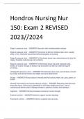 Hondros Nursing Nur  150: Exam 2 REVISED  2023//2024