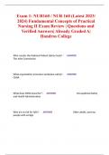 Exam 1: NUR160 / NUR 160 (Latest 2023/ 2024) Fundamental Concepts of Practical Nursing II Exam Review | Questions and Verified Answers| Already Graded A| Hondros College