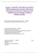 Exam 2: NUR160 / NUR 160 (Latest 2023/ 2024) Fundamental Concepts of Practical Nursing II Exam Review | Questions and Verified Answers| Already Graded A| Hondros College