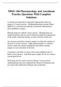 NRSG 106 Pharmacology and Anesthesia Practice Questions With Complete Solutions