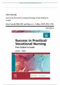 Test Bank - Success in Practical/Vocational Nursing: From Student to Leader, 10th Edition (Carroll, 2023).