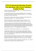 FTCE Professional Education Practice Test Questions with Correct Solutions | Graded To Pass