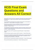 HCIS Final Exam Questions and Answers All Correct