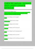 CHEM 161 Lecture 1  questions with complete Answers 2023 LATEST UPDATE RATED A+