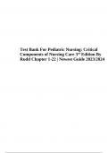 Pediatric Nursing The Critical Components of Nursing Care 2nd Edition Rudd Test Bank | Complete Guide A++ | 2023-2024 AND Test Bank For Pediatric Nursing, Critical Components of Nursing Care 3rd Edition By Rudd Chapter 1-22 Latest Update 2023/2024