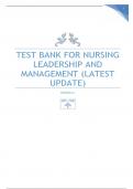 TEST BANK FOR NURSING LEADERSHIP ANDMANAGEMENT (LATESTUPDATE)