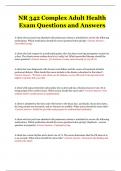 NR 342 Complex Adult Health  Exam Questions and Answers