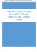 TEST BANK FUNDAMENTAL NURSING SKILLS AND CONCEPTS 11TH EDITION TIMBY