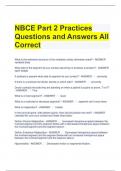 NBCE Part 2 Practices Questions and Answers All  Correct