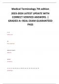 Medical Terminology 7th edition 2023-2024 LATEST UPDATE WITH  CORRECT VERIFIED ANSWERS. |  GRADED A+ REAL EXAM GUARANTEED  PASS