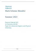 Pearson Edexcel GCE In Chemistry (9CH0) Paper 02: Advanced Organic and Physical Chemistry summer 2023 marking scheme 